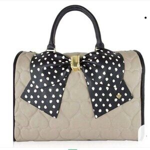 Betsey Johnson Weekender Bag Quilted Taupe Bow